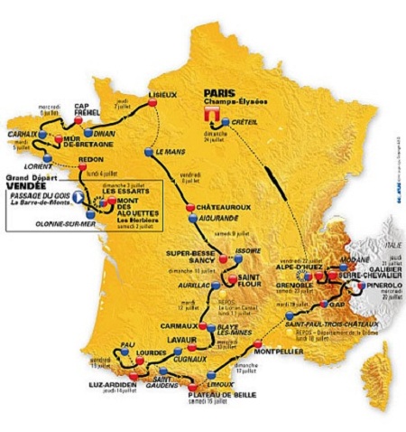 Tour de France map