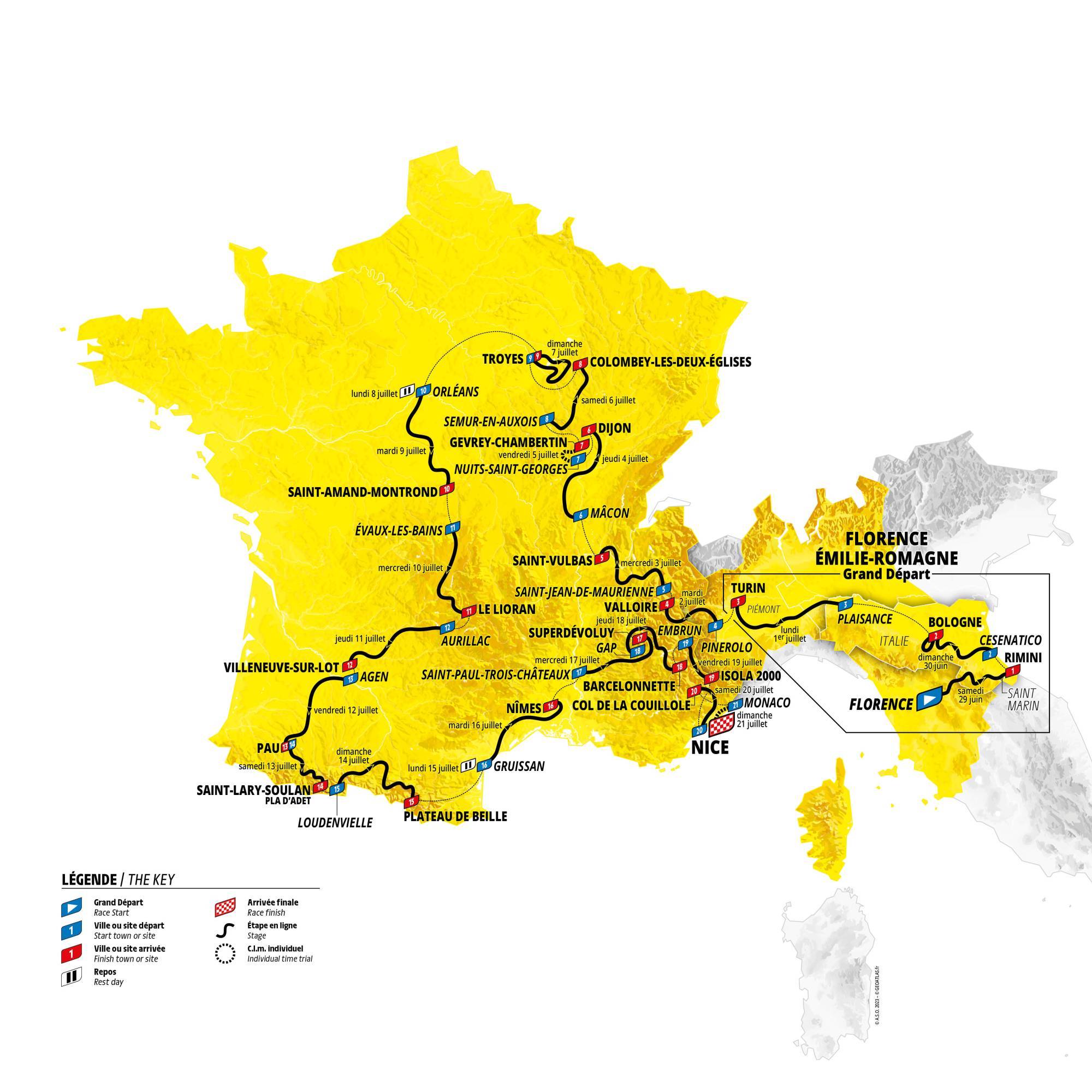 Carte du Tour de France